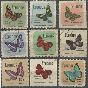 Ecuador #790, #792, #794 - 796, #801, #803 - 804 y #C461  1970