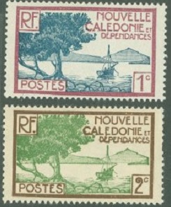 Nueva Caledonia  #136 - 137  1928  Nueva (Hinged)