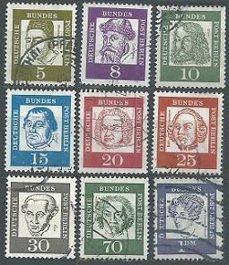 Alemania  Berlin #9N176, #178 - 9N183, #9N187 y #9N189  1961