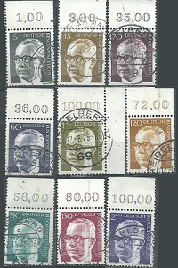 Alemania Berlin #9N284, #9N286A, #0N292 - 9N293, #9N296 - 9N297, #9N298A, #9N299 y #9N301 1970