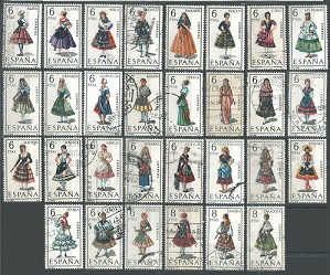 España #1392, #1394, #1396 - 1398, #1400, #1402, #1409 - 1411, #1413 - 1416, #1418, #1421 - 1425, #1428 - 1429, #1431, #1434 - 1435, #1438 - 1439, #1441 y #1443 - 1444  1967