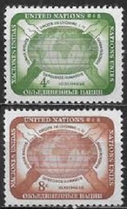 Naciones Unidas NY #67 - 68 1959 Serie completa Nuevas