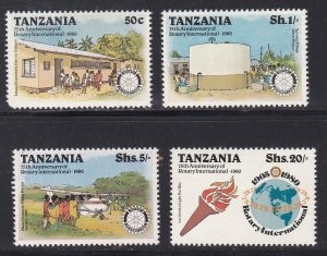TANZANIA #137 - 140 1980 Serie completa (Hinged) "75 años del Club de Rotarios Internacional"