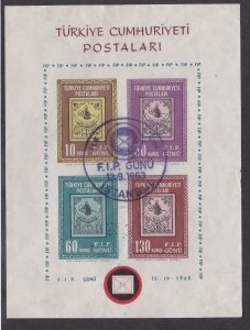 Turquía #1601 1965 H.S. con matasello de primer día. "Federación Internacional de Filatelia - Exhibición por el centenario del primer sello turco"