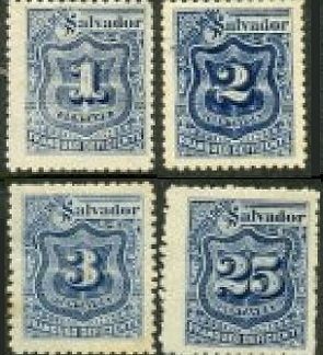 El Salvador #J25 - J27 y #J31  1897