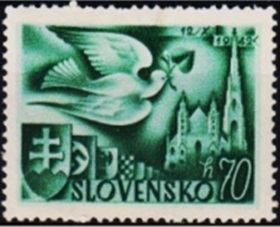 Eslovaquia  #74  1942  Nueva   "Congreso Postal Europeo - Paloma"