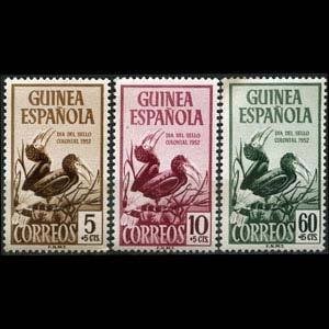 Guinea Española #B22 - B24  1952  Serie completa Nuevas  "Calao de mejillas marrones"