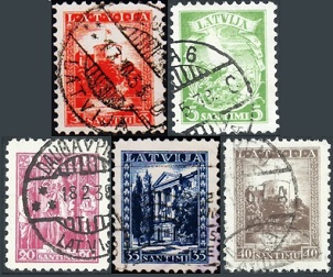 Letonia  #174 - 175 y #177 - 179  1934