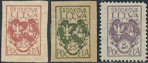 Lituania Central #1 - 2 y #5  1920