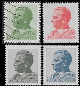 Yugoslavia #1193(Usada), #1196, #1198 y #1201(Nuevas)  1974  Serie completa  "Mariscal Tito"