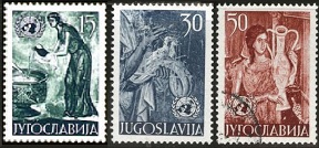Yugoslavia #375 - 377  1953  Serie completa  "Homenaje a las Naciones Unidas"
