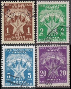 Yugoslavia #J67 - J69 y  #J71 1951