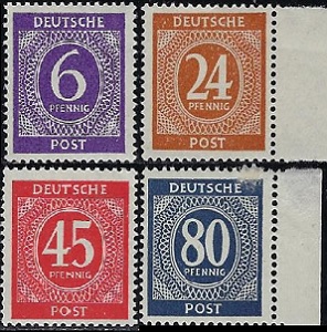 Alemania #535, #544, #550 y #554 1946 Nuevas NH