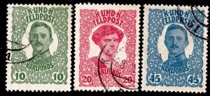 Austria #MB1 - MB3 1918 Serie completa