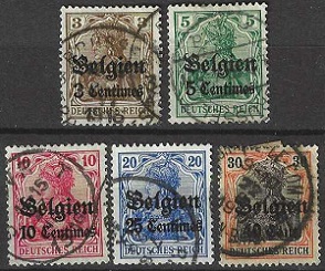 Bélgica - Ocupación alemana  #N1- N5  1914