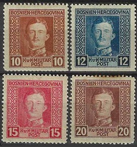 Bosnia y Herzegovina #108 - 111 1917 Nuevas (Hinged)