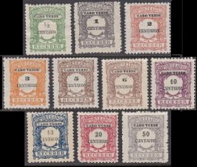 Cabo Verde #J21 - J30  1921  Serie completa  Nuevas  (Hinged)