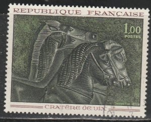 Francia #1149 1966 con ventana "Caballos en vasija de bronce"