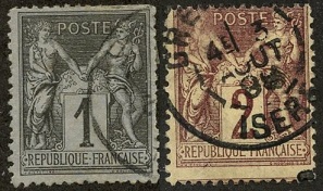Francia #86 y #88  1877