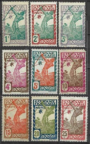 Guyana francesa #109 - 117 1929 Serie completa Nuevas (Hinged)