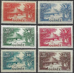 Guinea francesa #128 - 133  1938  Nueva NH