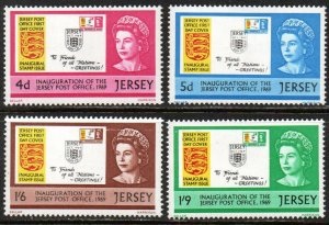 JERSEY #22 - 25  1969  Serie completa  Nueva NH  "Inauguración del servicio postal independiente"