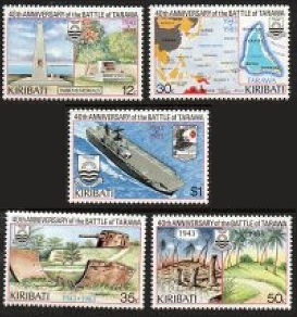 Kiribati  #431 - 435  1983  Serie completa Nueva (Hinged) "40 años del combate de Tarawa  IIWW"