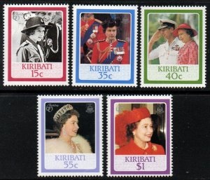 Kiribati  #470 - 474  1986  Serie completa Nueva NH  "60 años del natalicio de Isabel II"