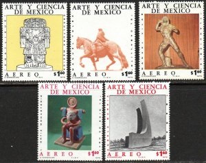 MEXICO #C527 - 531  1976 Serie completa Nuevas  NH  "Arte y ciencia de Mexico"