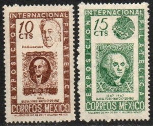 Mexico  #826 - 827   1947  Serie completa  Nueva (Hinged) "Exposición Internacional Filatélica"