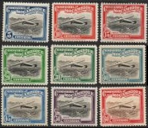 Mozambique, Compañía de #C1 - C9  1935  Nuevas NH "Avión sobre Beira"