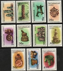 Nicaragua #C563 - C573  1965  Serie completa  Nuevas (Hinged)  "Artefactos prehispánicos"