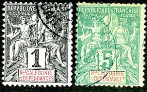 Nueva Caledonia #40 y #43  1892