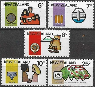 Nueva Zelanda #593 - 597 1976 Serie completa Nuevas NH "50 aniversario de la liga de Madres"