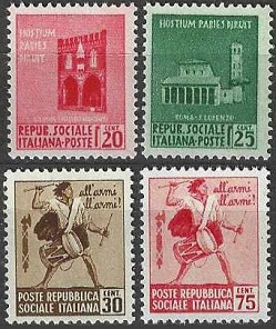 Republica Socialista Italiana #18 - 21  1944  Serie completa  Nuevas NH