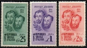 Republica Socialista Italiana  #32 - 34  1944   Serie completa  Nueva (Hinged) "Hermanos Bandieria"
