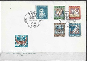 Suiza #B345 - B349  1965  F.D.C.  Serie completa  «Pinturas de la cúpula de la Iglesia de San Martin en Fillis»