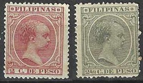 Filipinas #144 y #150  1890 Nuevas (Hinged)