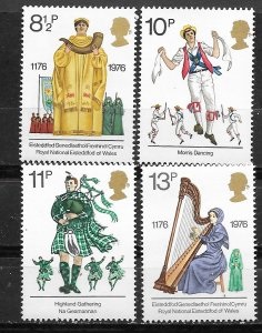 Gran Bretaña  #790 - 793  1976  Serie completa  Nuevas NH  "Tradiciones culturales britanicas"