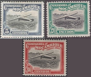 Mozambique, Compañía de #C1, #C4 y #C10 1935  Nuevas (Hinged)