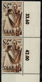 Saar #170  1947 Par Nuevas NH