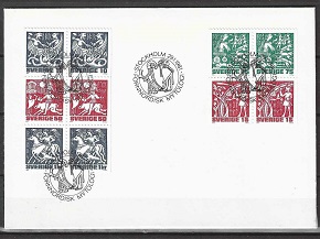 Suecia #1350a  1981 F.D.C.  Serie completa en panel de booklet "Mitología escandinava"