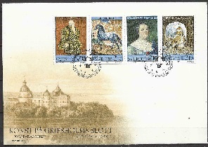 Suecia #1643 - 1649a FDC Serie completa  en tira de 4 "Pinturas de la colección del castillo Real"