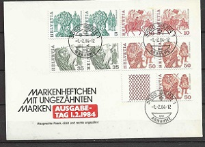 Suiza #632a - 633b, #637a, #640  1984  F.D.C.