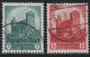 Alemania #442 - 443  1934    Serie completa "Castillo de Nuremberg sobre svastica"