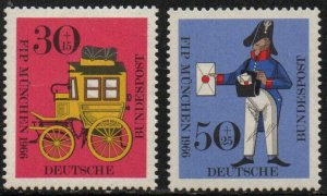 Alemania #B416 - B417 1966 Serie completa Nuevas NH Nueva NH "Coche de correo y Cartero prusiano del siglo XIX"