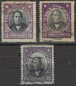 Chile #104(1911), #121(1912) y #133(1915)