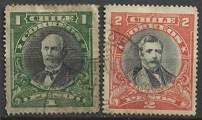 Chile #109 - 110 (1911)  "Presidentes chilenos en la guerra del Pacifico"