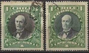 Chile #109(1911) y #138(1915)  "Aníbal Pinto presidente de Chile al comenzar la guerra del Pacifico"