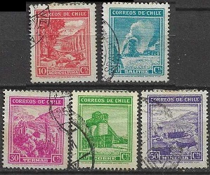 Chile #217 y #219 - 222  1942